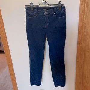 Talbots Misses Slim Ankle Jean Dark Denim with Sparkle Trim Size 4 EUC